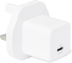 Amazon Basics Fast Charging USB C Nano GaN Wall Charger, 20W 1-Port PD 3.1 for Tablets Phones, White