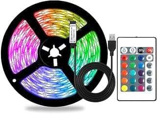 USB Led Strip Lights RGB Color Changing, Led Lights with Remote Control for Home Decoration, TV Backlights (1m)