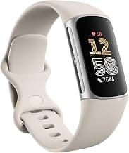 Charge 6 Fitness Tracker with Google Apps - Heart Rate on Exercise Equipment - 3-Month Google Health Premium Membership Included - Health Tools - Porcelain/Silver - Small&Large Bands Included