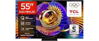 TCL 55C7L-UK 55 Inch SQD-Mini LED TV, 4K HDR 2700 nits and 800 dimming zones, Google TV, Dolby Vision & Atmos, Audio by Bang & Olufsen, 144H